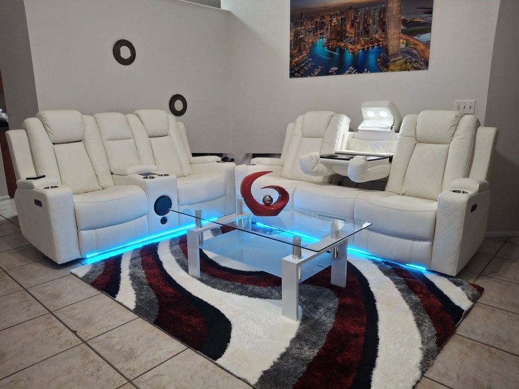Sofa Y Loveseat (2) Reclinable  Led Electrico (Dearborn)