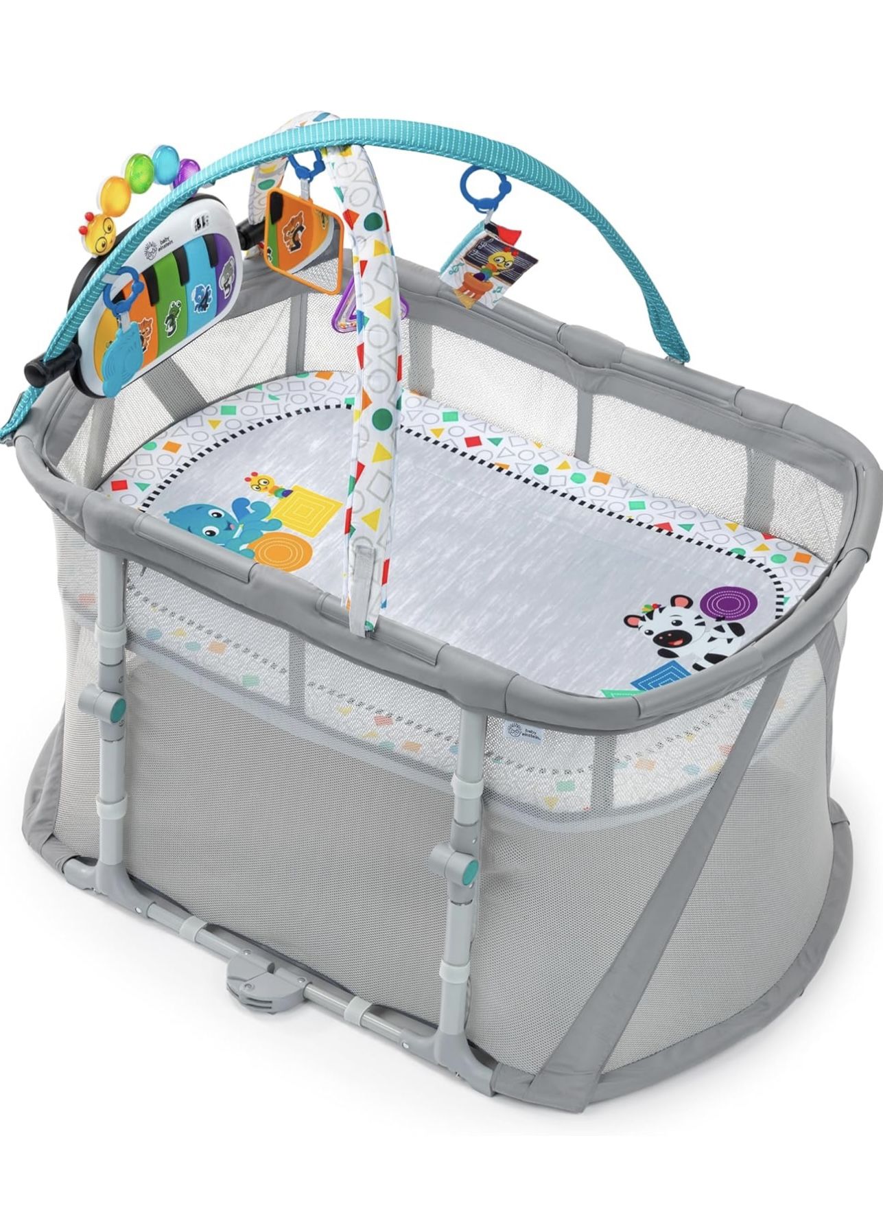 Baby Einstein Kick & Snooze 3 in 1 Foldable Playard, Bassinet, and Musical Play Gym