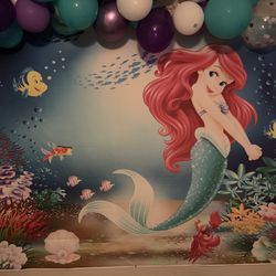 CapiSco 9X6FT Mermaid Backdrop Under The Sea Little Mermaid Fairy Tale Backdrops for Baby Child Girls Adult Birthday Party Banner Mermaid Party Backdr
