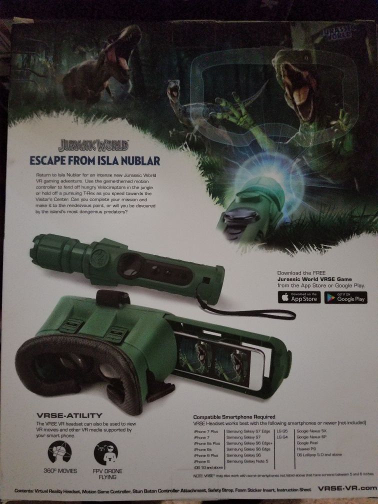 New vrse Jurassic world virtual reality headset