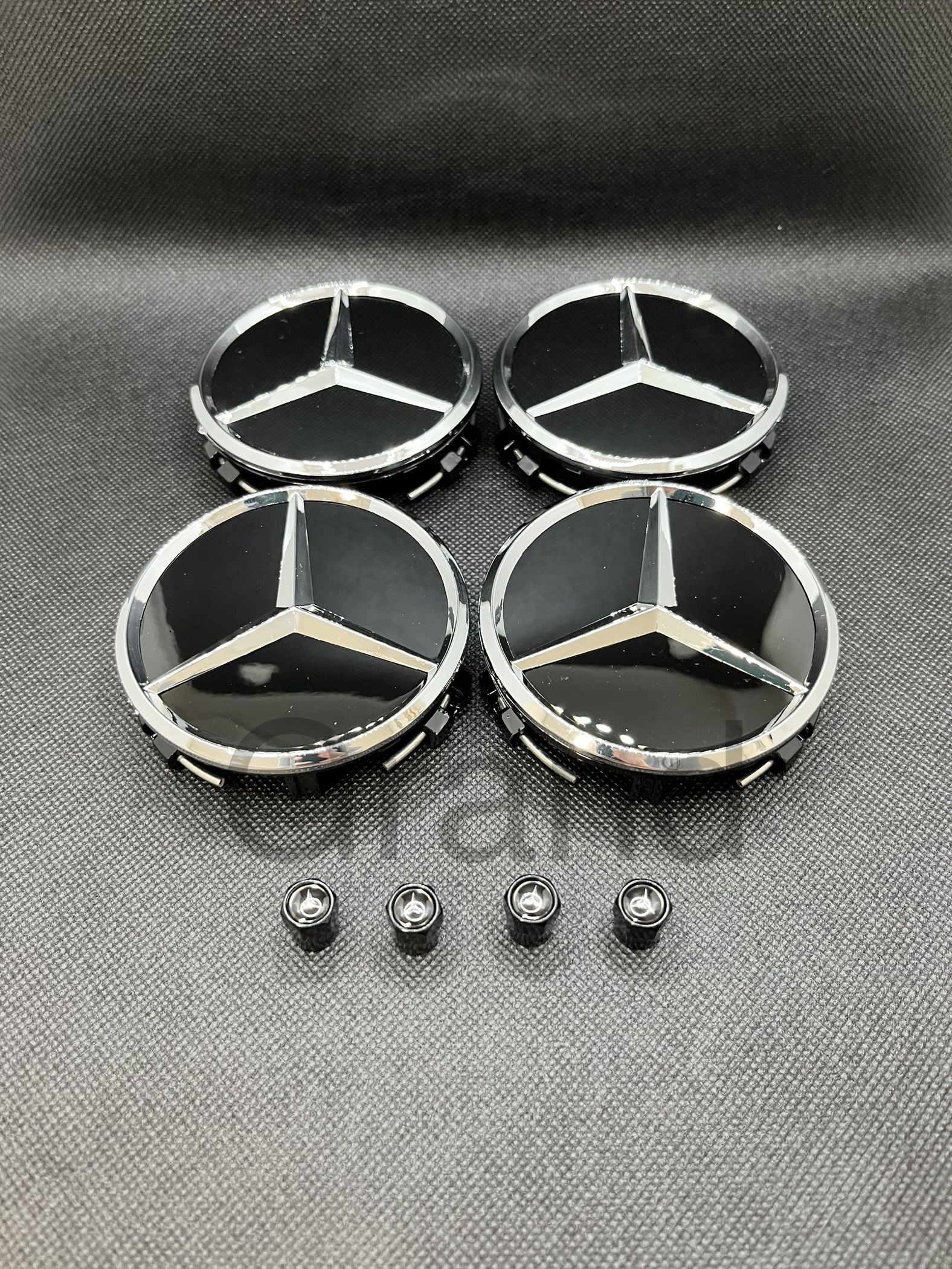Fits Mercedes Benz Wheel Rim Center Caps And Tire Air Caps  (8 Pieces Set)