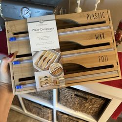 NWT Bamboo Paper Dispenser For Wax, Foil And Plastic Wrap 