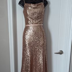 Blush Rose Gold Sequin Christina Wu Dress