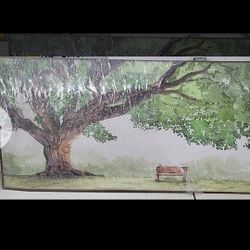 - NEW 30" x 60" Big Shade Tree w/ Park Bench Canvas
