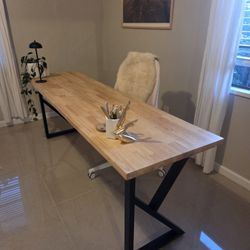 Solid Wood 7' Modern Computer or Writing Desk