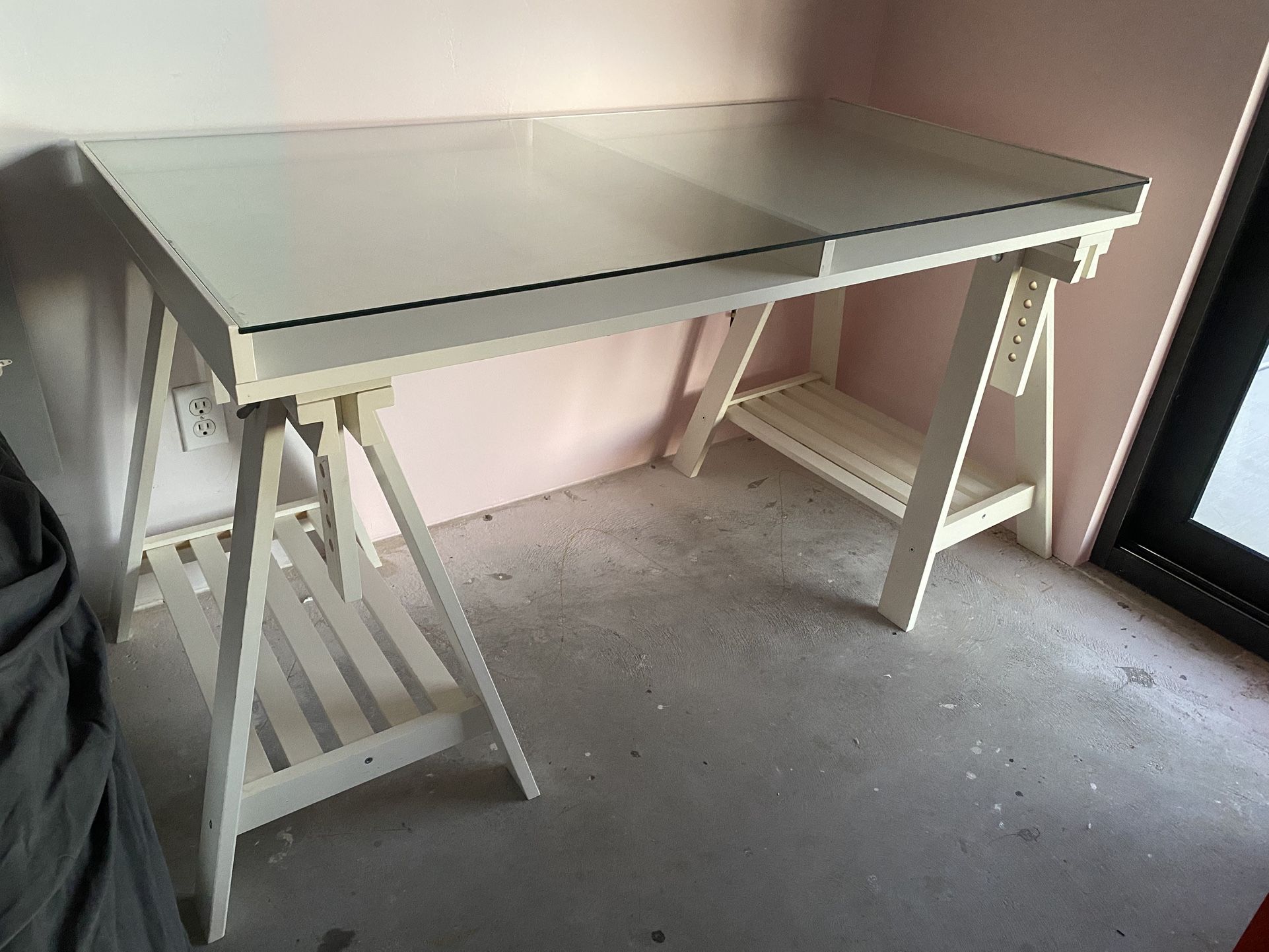 White IKEA Trestle Desk