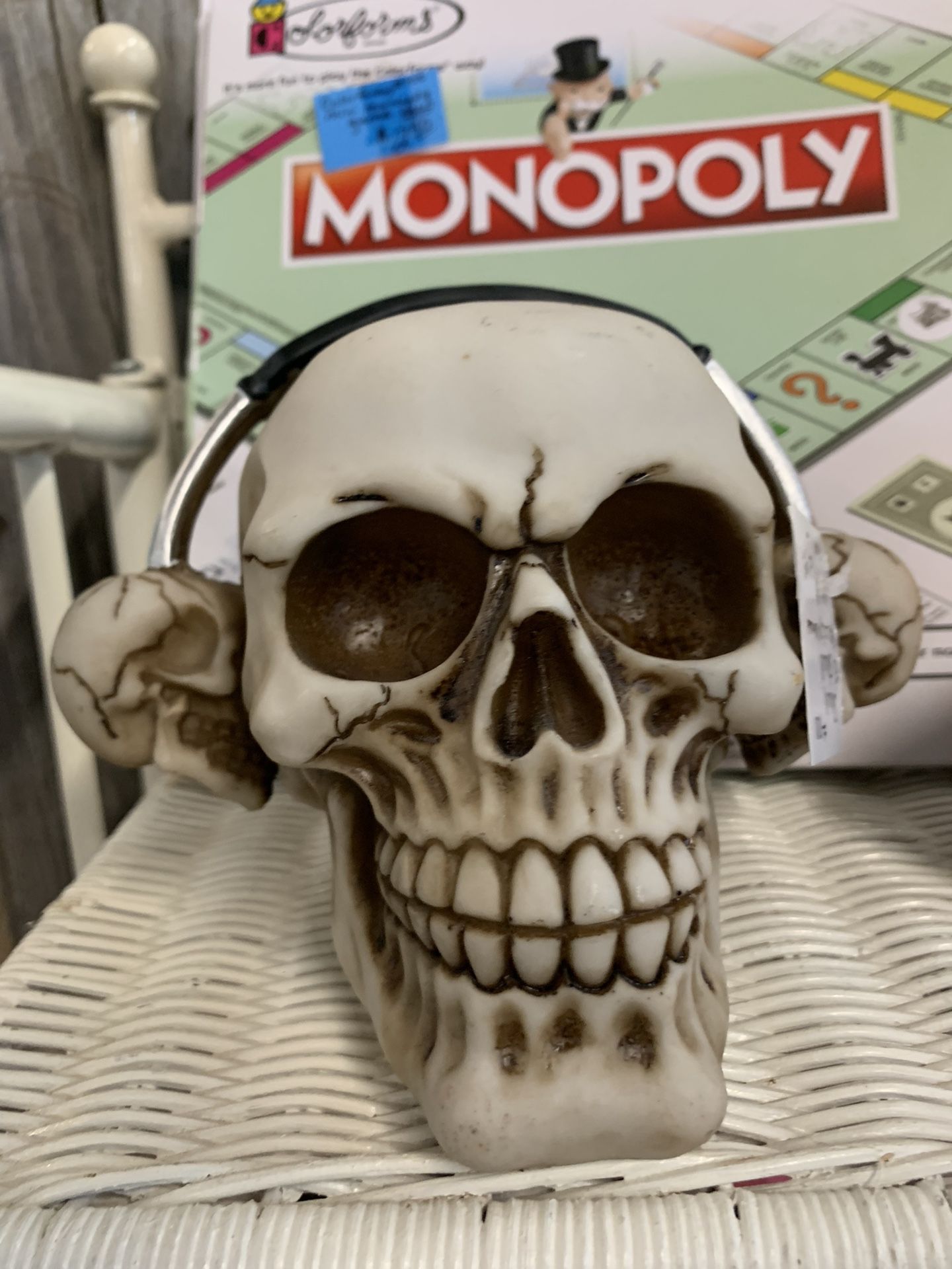 Skull With Headphones Decorative Piece