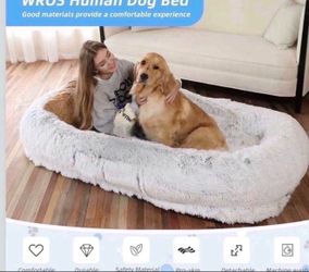Human Dog Bed, Large Dog Beds for Humans Size Fits You and Pets, Washable Faux Fur Orthopedic Human Pet Bed for People Doze Off, Napping, Present Pill