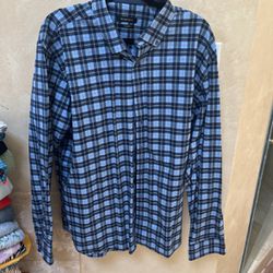 Bugatchi Blue Plaid Men’s Shirt 3XL