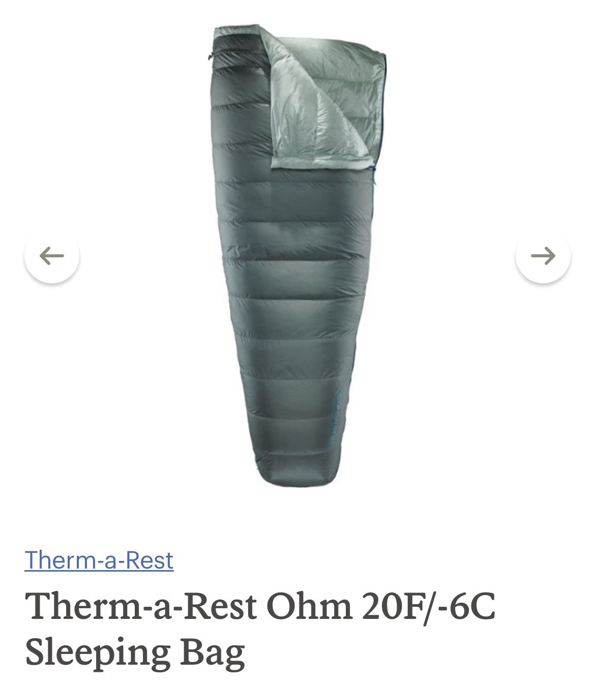Thermarest Ohm 20 Ultralight Sleeping Bag