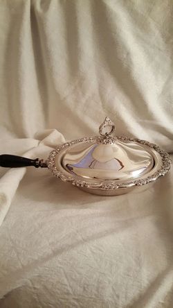 Vintage Silverplate Server Warming Pan with Wooden Handle