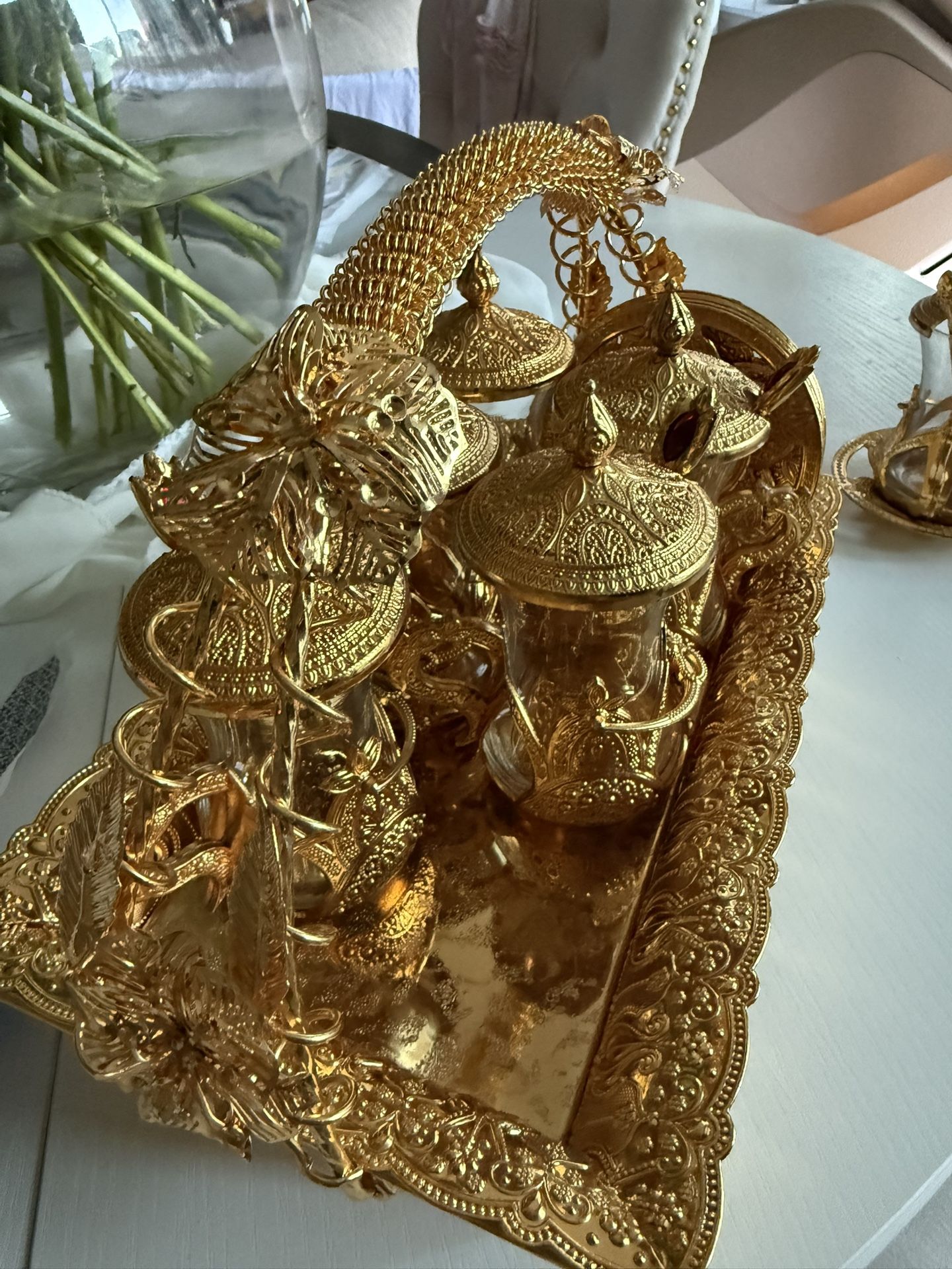 Turkish Tea Glass Set With Tray Fancy
