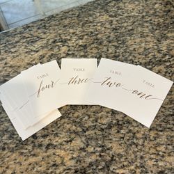 Wedding table number cards (read description)
