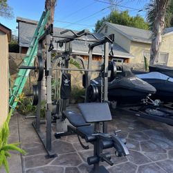 Neww!!! Smith Machine 2001/w Machine 245lbs Cast Iron Weights & Bar 
