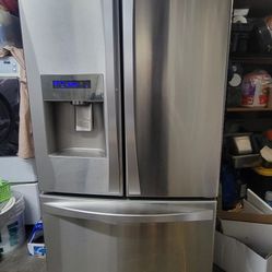Kenmore 3 Doors Refrigerator Stainless Steel  In Good Condition 