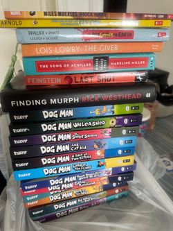 Dog man books and others books. $75