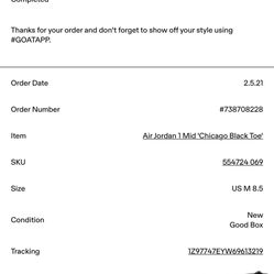 Air Jordan 1 Mid 'Chicago Black Toe' S8.5