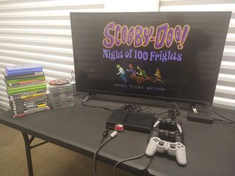 RARE! PLAYSTATION 2 SLIM/3 CONTROLLERS/36 TOTAL GAMES/39" VIZO TV + REMOTE & ANTENNA