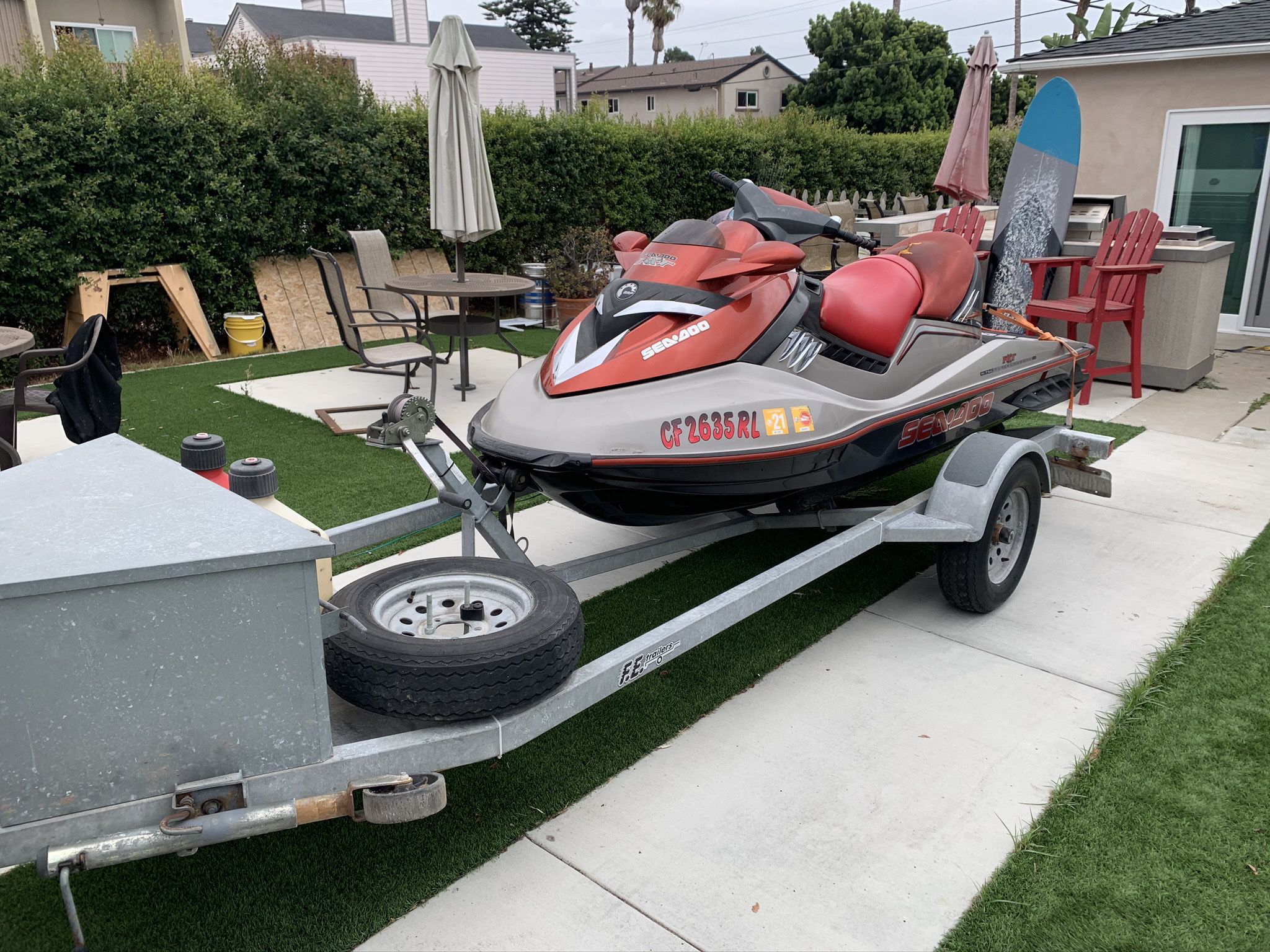 2005 Seadoo RXT Supercharged With Folan Trailer! - $5,200