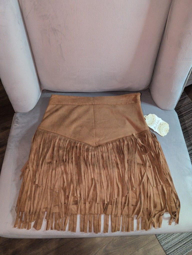 Altar'd State Fringe Skirt Size XS Light Brown