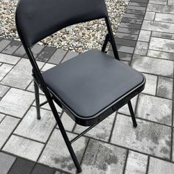 Padded folding chairs, black, new