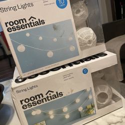 Room Essential String Lights-white Paper Globes