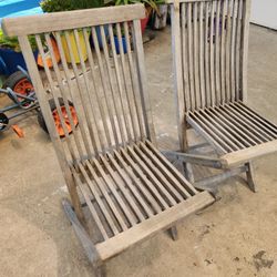 Teak Folding Chairs x 2