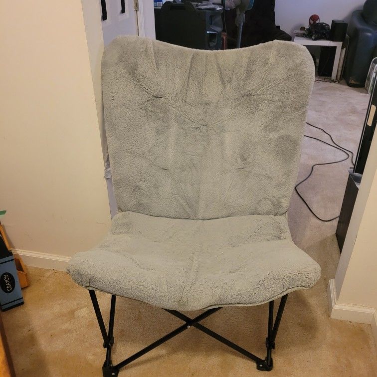 2 Grey Furry Butterfly Chairs