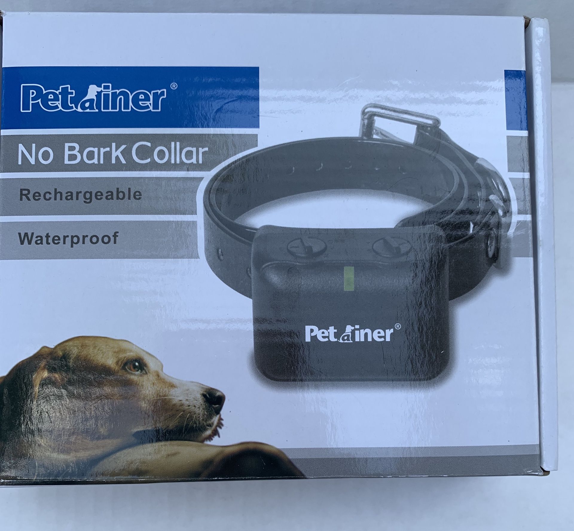 Petrainer Anti Bark Dog Collar Training System, Electric No Bark Shock Control with 7 Adjustable Sensitivity Control