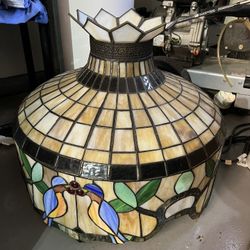 Antique Stain Glass Large Hanging Chandelier Light