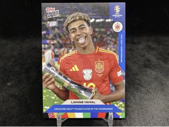 LAMINE YAMAL 2024 TOPPS NOW UEFA EURO #62 YOUNG PLAYER OF THE TOURNAMENT / SPAIN