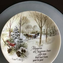 Vintage WWA, Inc. Porcelain Collectors Plate Christmas Horse & Sleigh 1974 Robert Lessig