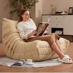 Bean Bag Chairs for Adults Giant Bean Bag Chair Memory Foam BeanBag Chair Bean Bag Sofa with Filler Faux Fur Fireside Beanbags Lazy Sofa for Living Ro