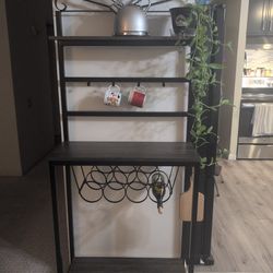 Modern Wine Bar / Coffee Station / Bakers Rack – Metal & Wood Storage