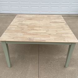 Refinished White Oak Butcher Block Kitchen Table With Hideaway Leaf