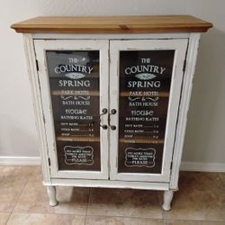 Country Spring Antique Farmhouse Display Cabinet