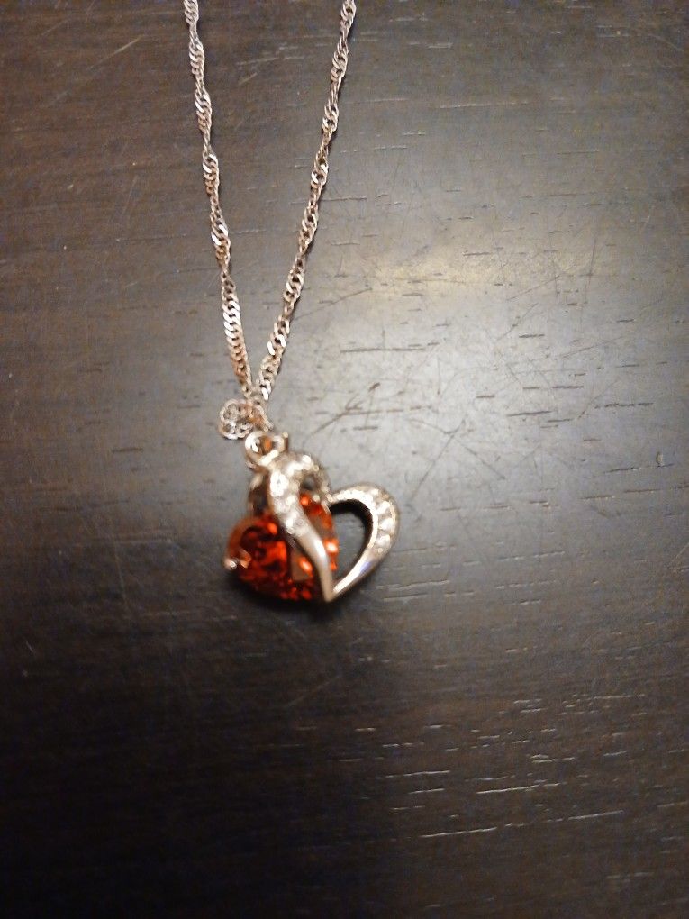 White Gold-filled Necklace And Heart In Heart Pendant