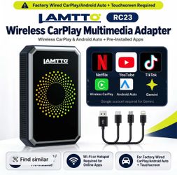 Wireless CarPlay & Android Auto Adapter, Netflix/YouTube/TikTok/Gemini Pre-Installed (Wi-Fi or Hotspot Required), for Factory Wired CarPlay/Android Au