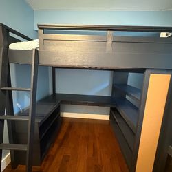 Loft Bed with Desk and Shelves
