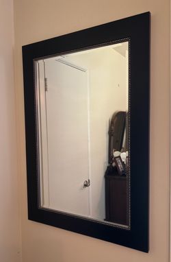 Rectangular Black and Silver Beveled Wall Mirror
