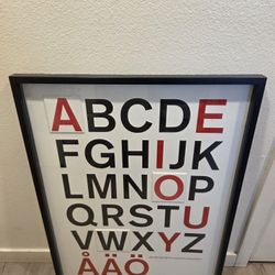 Ikea OLUNDA  Alphabet 26X36 FRAMED DECOR 