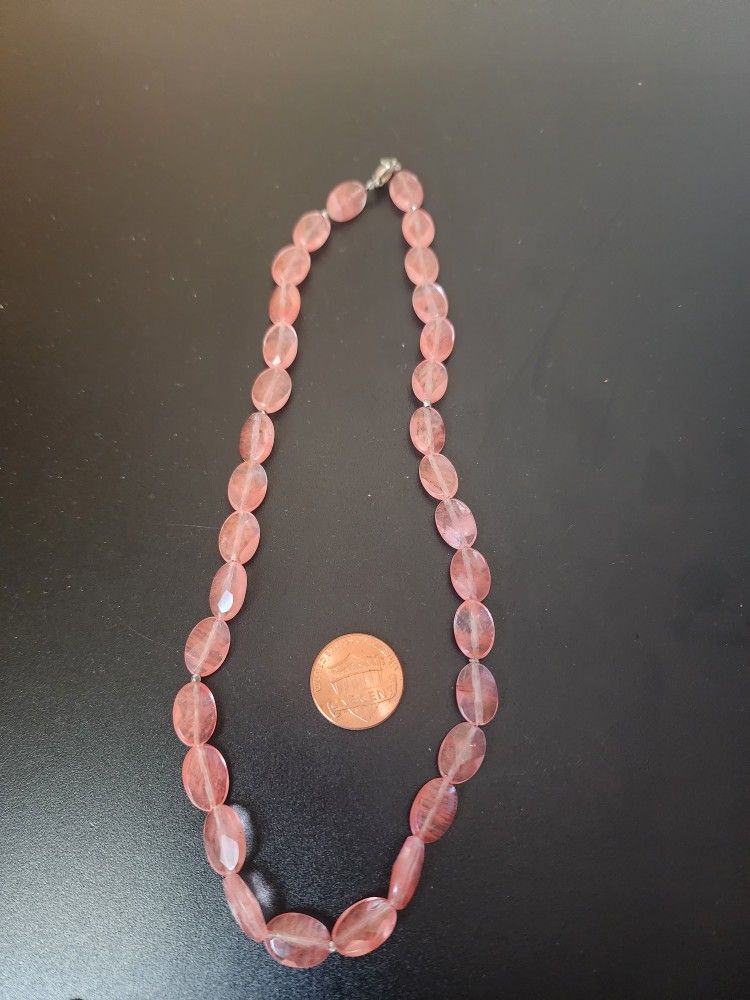 Necklace Red stone Watermelon Tourmaline "925 stemp"