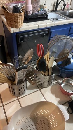 FOR SALE: Mixed Kitchen Utensil Set with Holders