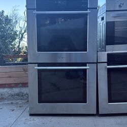 Double Electric Wall Oven Self-cleaning Convection Fan Touch Control in Stainless Steel 