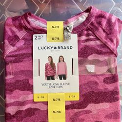 Lucky Brand 2 Pack Girl Long Sleeve Shirts size 7/8