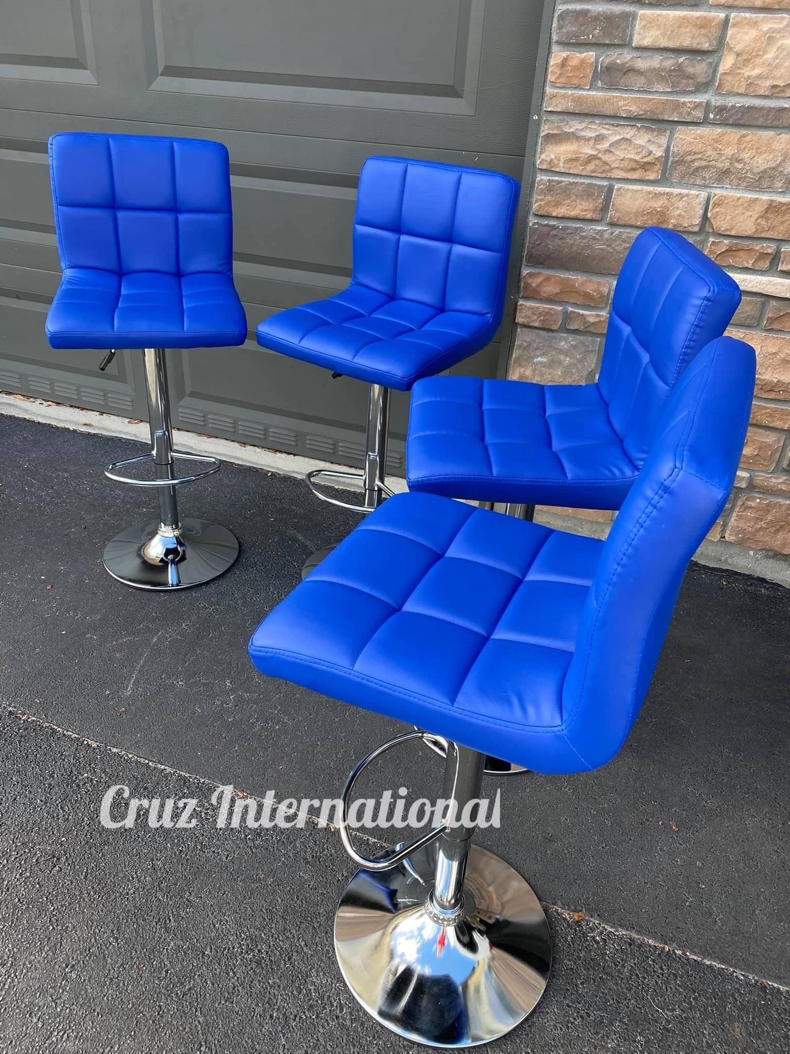 New 4 Blue Bar Stools