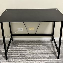 Computer Desk / Writing Desk Black Glass And Steel