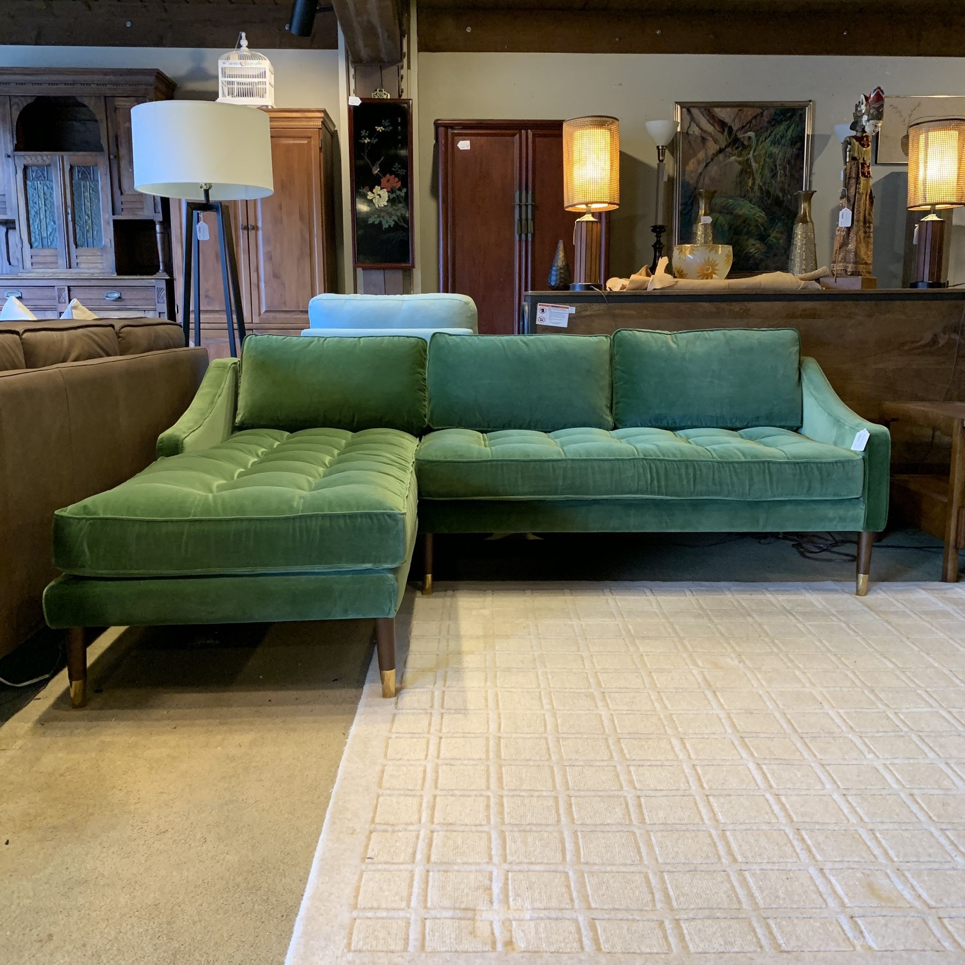 Kardiel Brando 83” Fabric Sofa Sectional Left, Grass Velvet