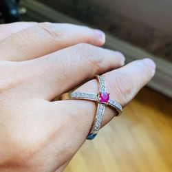 Ruby 18 KT Gold Plated Ring Size 8