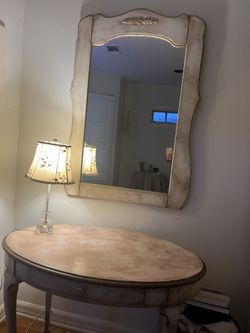 Vintage Hand Painted Vanity And Mirror
